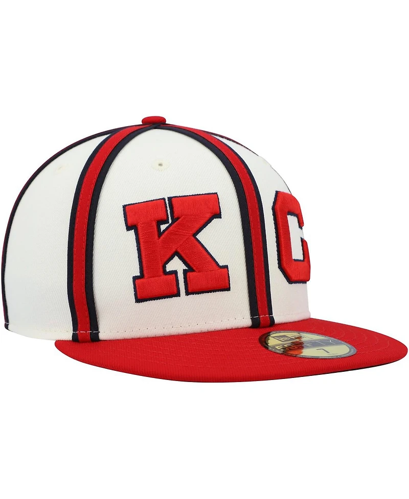 Men's New Era Cream, Red Kansas City Monarchs Cooperstown Collection Turn Back The Clock 59FIFTY Fitted Hat