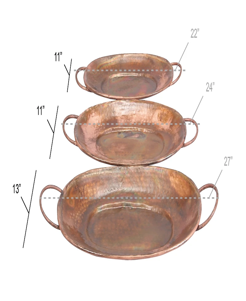 Rosemary Lane Metal Tray, Set of 3, 27" W, 3"H