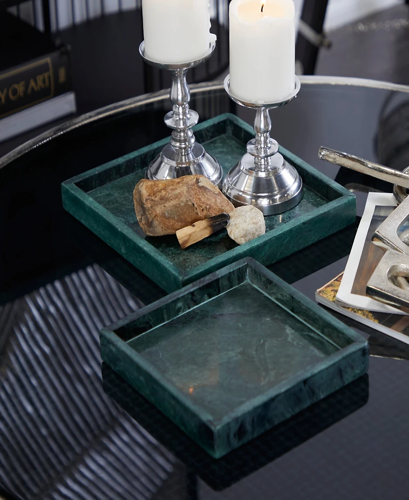 Rosemary Lane Marble Tray with Raised Border, Set of 2, 10", 8" W