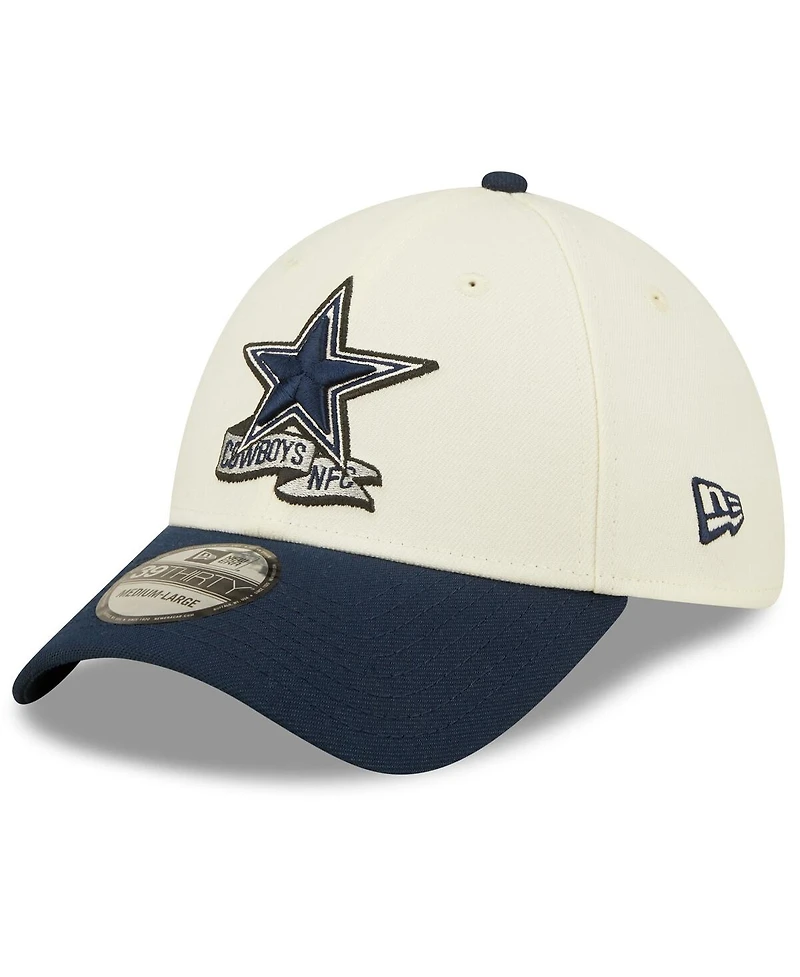 Men's New Era Cream, Navy Dallas Cowboys 2022 Sideline 39THIRTY 2-Tone Flex Hat