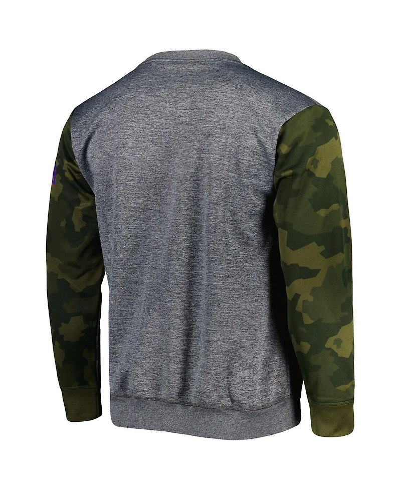 Men's Fanatics Heather Charcoal Philadelphia 76ers Camo Stitched Sweatshirt