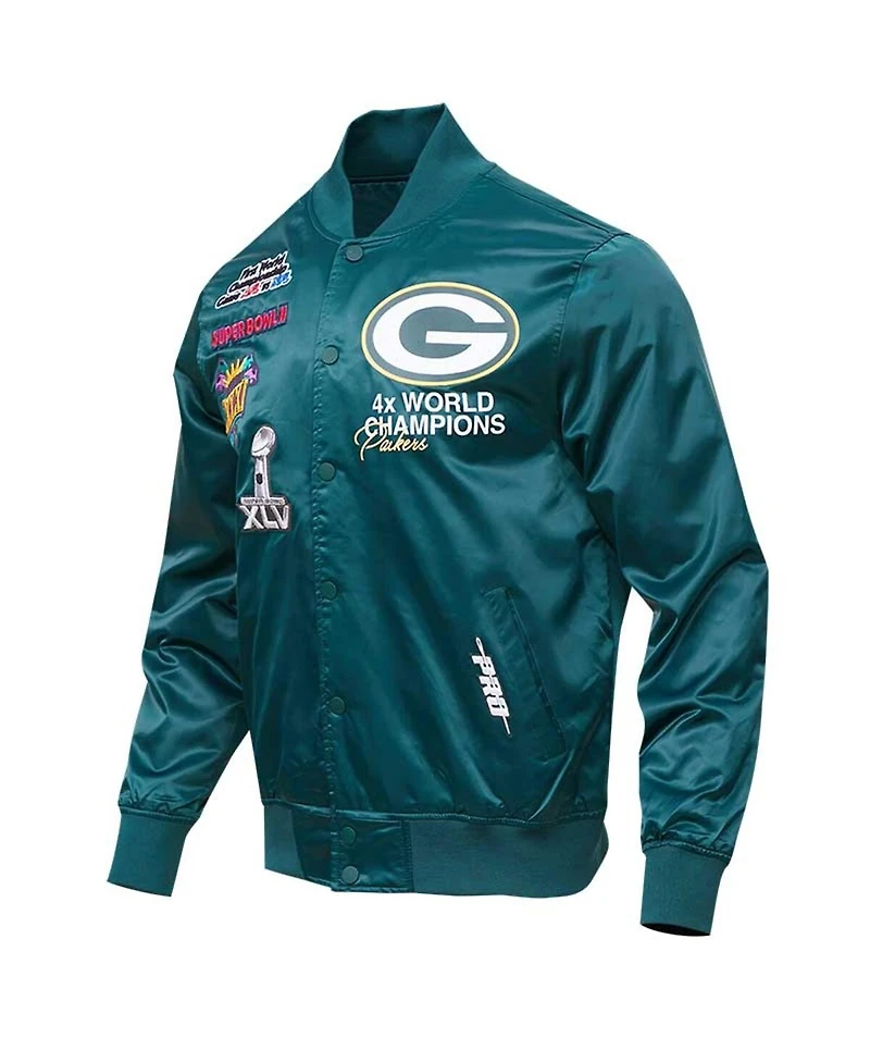 Men's Pro Standard Green Bay Packers Championship Satin Full-Snap Varsity Jacket