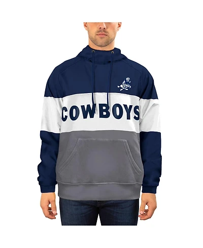 Men's New Era Navy and White Dallas Cowboys Fleece Retro Joe Pullover Hoodie