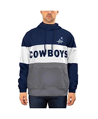 Men's New Era Navy and White Dallas Cowboys Fleece Retro Joe Pullover Hoodie