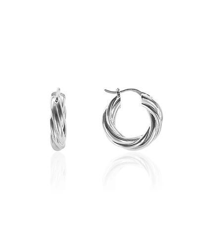Oma The Label Abma 1.1" Small Hoop in White Gold- Plated Brass