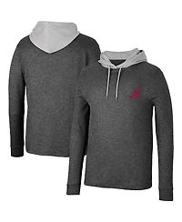 Men's Colosseum Black Alabama Crimson Tide Ballot Waffle-Knit Thermal Long Sleeve Hoodie T-shirt