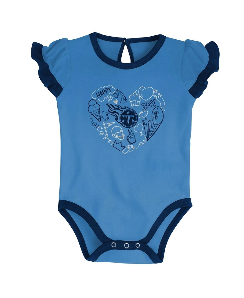Newborn and Infant Boys Girls Navy, Light Blue Tennessee Titans Too Much Love Two-Piece Bodysuit Set