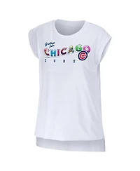 Women's Wear by Erin Andrews White Chicago Cubs Greetings From T-shirt