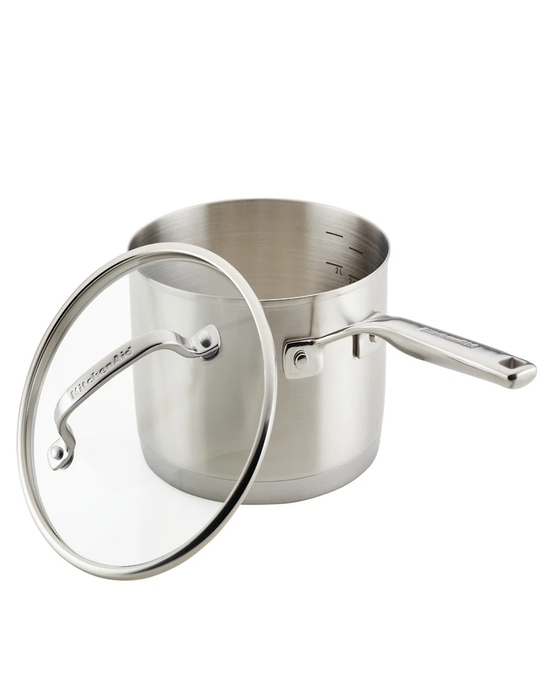KitchenAid 3 Ply Base Stainless Steel 3 Quart Saucepan with Lid