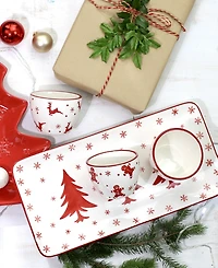Euro Ceramica Winterfest 4 Piece Holiday Entertainment Serving Set