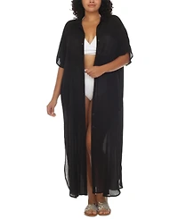 Raviya Plus Button-Front Cover-Up Maxi Dress