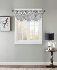 Madison Park Elena Faux Silk Waterfall Embellished Valance Window Valance for Bedroom and kitchen, Lining and Rob Pocket/Back Tab valances for windows