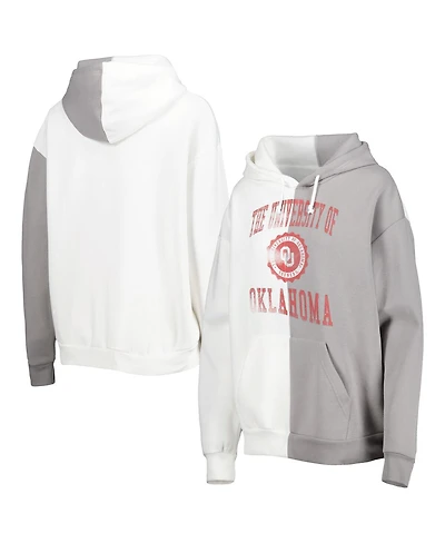 Women's Gameday Couture Gray and White Oklahoma Sooners Split Pullover Hoodie