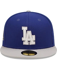 Men's New Era Royal, Gray Los Angeles Dodgers 2020 World Series Champions Letterman 59Fifty Fitted Hat