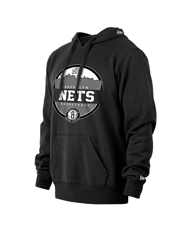 Men's New Era Black Brooklyn Nets Localized Pullover Hoodie