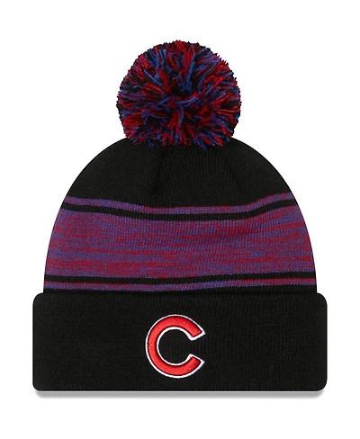 Men's New Era Black Chicago Cubs Chilled Cuffed Knit Hat with Pom