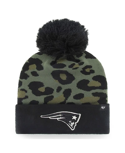 Women's '47 Brand Green, Black New England Patriots Bagheera Cuffed Knit Hat With Pom
