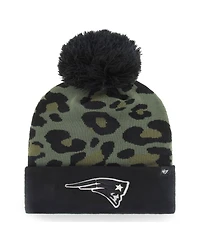 Women's '47 Brand Green, Black New England Patriots Bagheera Cuffed Knit Hat With Pom