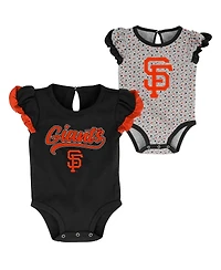 Girls Newborn and Infant Black, Heathered Gray San Francisco Giants Scream and Shout Two-Pack Bodysuit Set