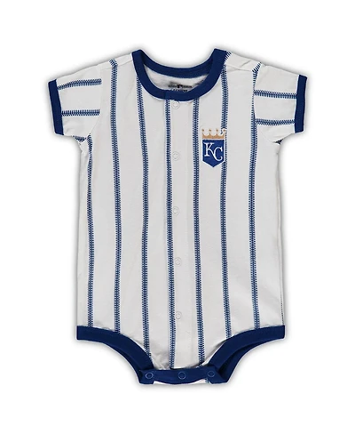 Newborn Boys and Girls White, Royal Kansas City Royals Power Hitter Short Sleeve Bodysuit