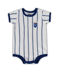 Newborn Boys and Girls White, Royal Kansas City Royals Power Hitter Short Sleeve Bodysuit
