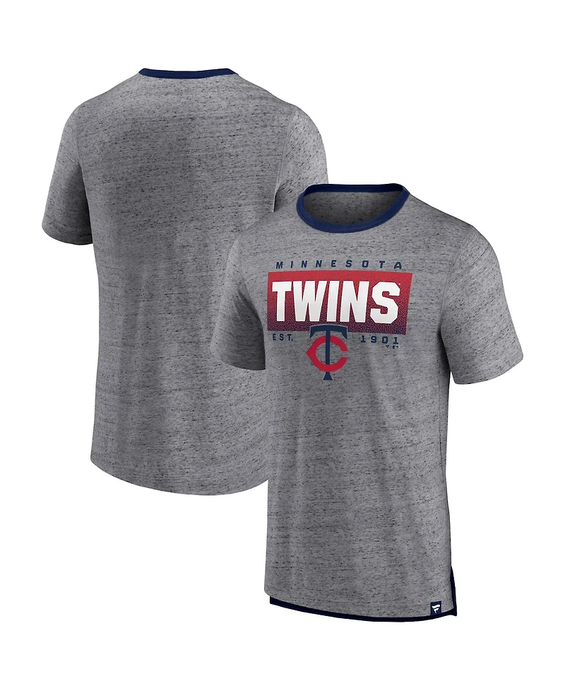 Men's Fanatics Heathered Gray Minnesota Twins Iconic Team Element Speckled Ringer T-shirt