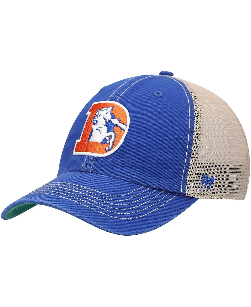 Men's '47 Brand Royal, Natural Denver Broncos Legacy Trawler Trucker Clean Up Snapback Hat
