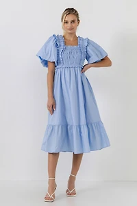 English Factory Women's Puff-Sleeved Midi Dress