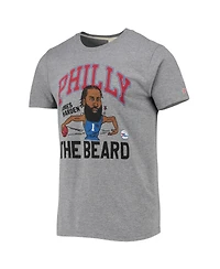 Men's Homage James Harden Heathered Gray Philadelphia 76Ers Caricature Tri-Blend T-shirt