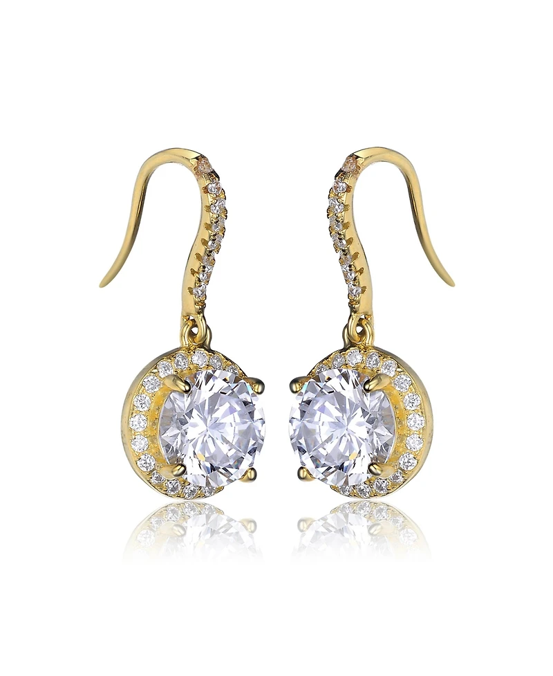 Sterling Silver Cubic Zirconia Dangle Hook Earrings
