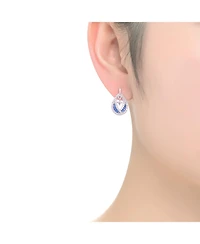 Sterling Silver 14K Gold Plated, 18K Rose Plated and White Red Baguette Clear Round Cubic Zirconia Pear Drop Earrings