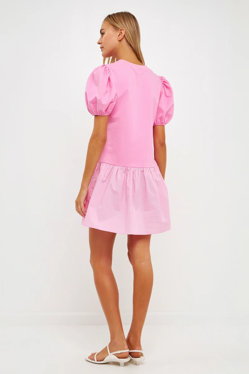 English Factory Women's Knit Woven Mixed Dress