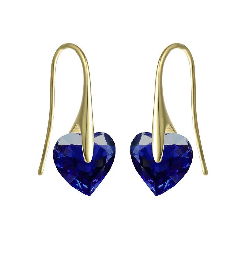 Sterling Silver Movable Cubic Zirconia Stylish Party Heart Earrings