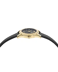 Versace Women's Swiss Greca Time Black Leather Strap Watch 35mm