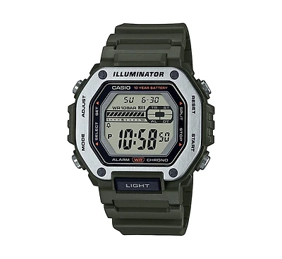 Casio Men's Digital Green Resin Watch 47.2mm, MWD110H-3AV