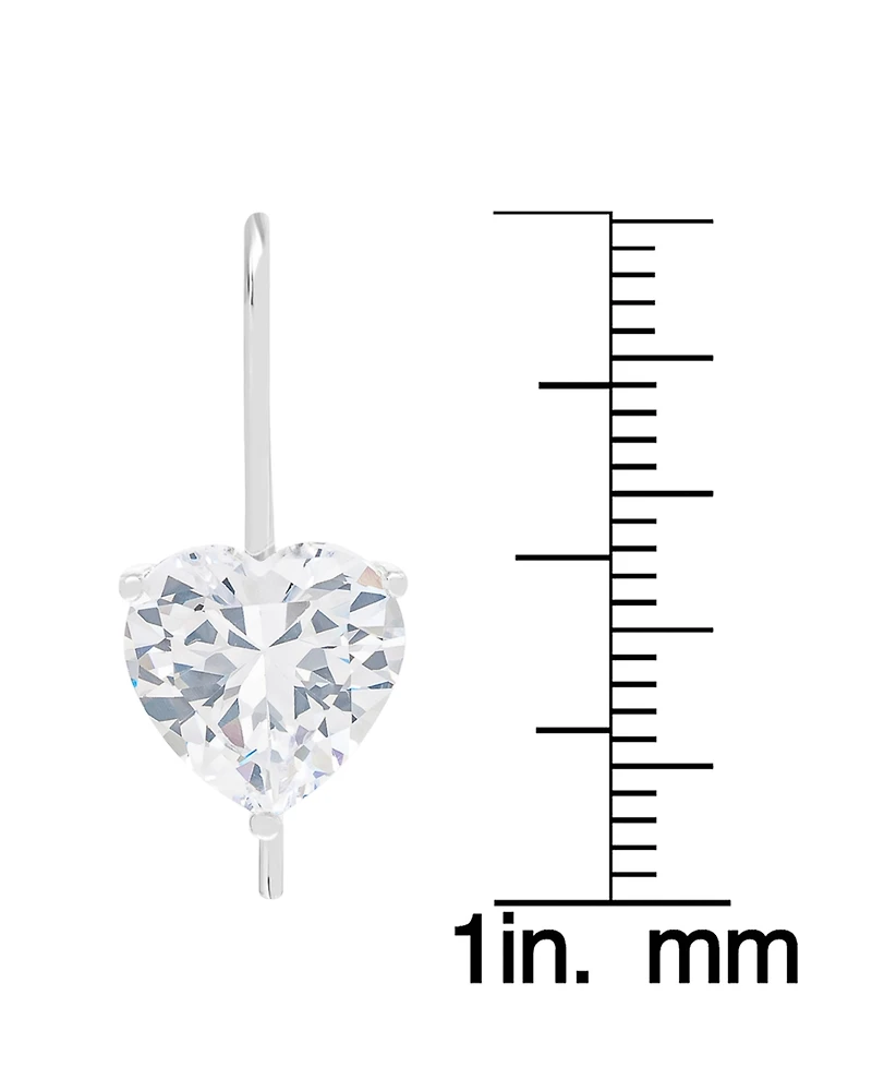 Macy's Silver Plated Brass Cubic Zirconia Heart Drop Earrings