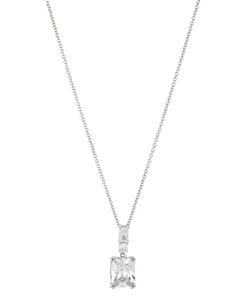Eliot Danori Cubic Zirconia Emerald Shape Pendant Necklace 16" + 2" Extender
