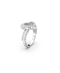 Swarovski Crystal Heart, White Matrix Cocktail Ring