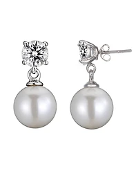Sterling Silver Cubic Zirconia Pearl Drop Earrings