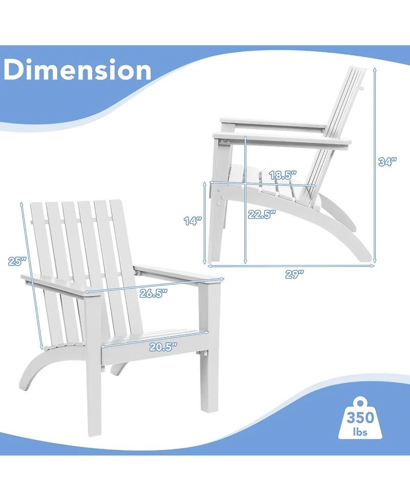 Costway Patio Adirondack Chair Acacia Wood Lounge Armrest Garden Deck