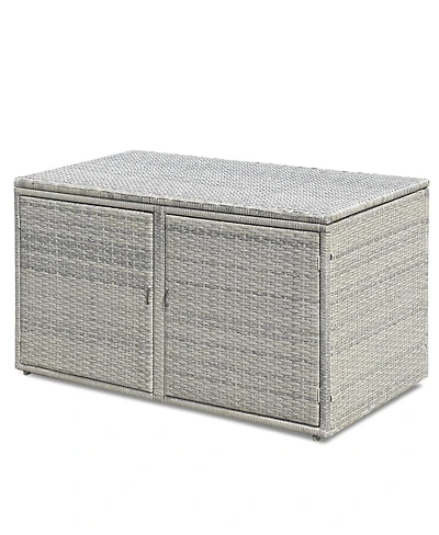 88 Gallon Garden Patio Rattan Storage Container Box Bin Shelf