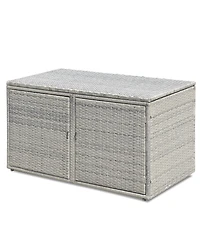 88 Gallon Garden Patio Rattan Storage Container Box Bin Shelf