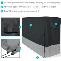 Outdoor Firewood Log Rack Cover - Gray and Black - 600D Polyester with Pvc Backing - 6-Foot