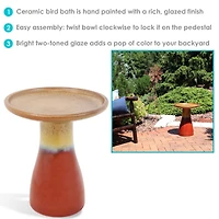 21" H Ceramic Bird Bath for Outside - Hand-Painted Outdoor Bird Bath Bowl, Uv/Frost-Resistant Finish - Lemon Cognac - Classic Pedestal