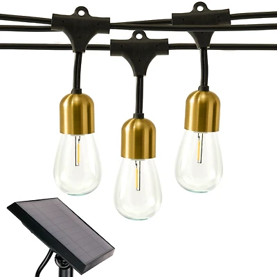 Brightech Glow 27ft Solar Powered Led Outdoor String Lights with Brass Hardware