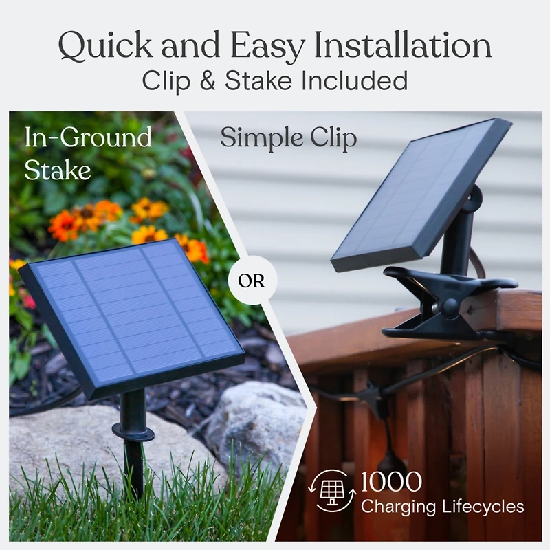 Glow 27ft Solar Powered Led Outdoor String Lights with Brass Hardware