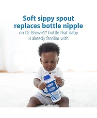 Dr. Browns Baby Narrow Sippy Baby Bottle with 100% Silicone Handles, 8oz, Blue