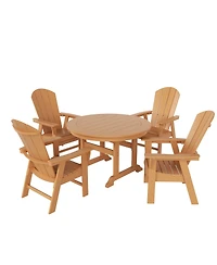 WestinTrends 5 Piece Outdoor Patio Dining Round Table and Curved Back Armchair Set