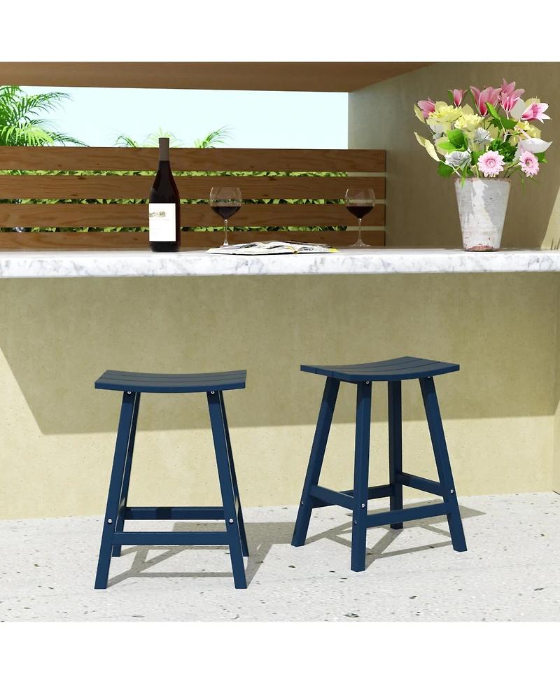 Outdoor Patio Adirondack Counter Height Stool Chair Set of 2