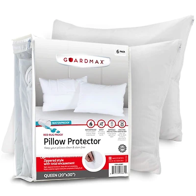 Guardmax Waterproof Zippered Pillow Protector - Queen Size